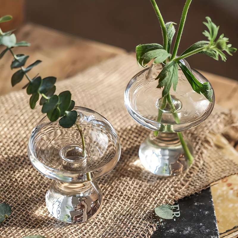 1pc Charming Mushroom-Shaped Glass Vase