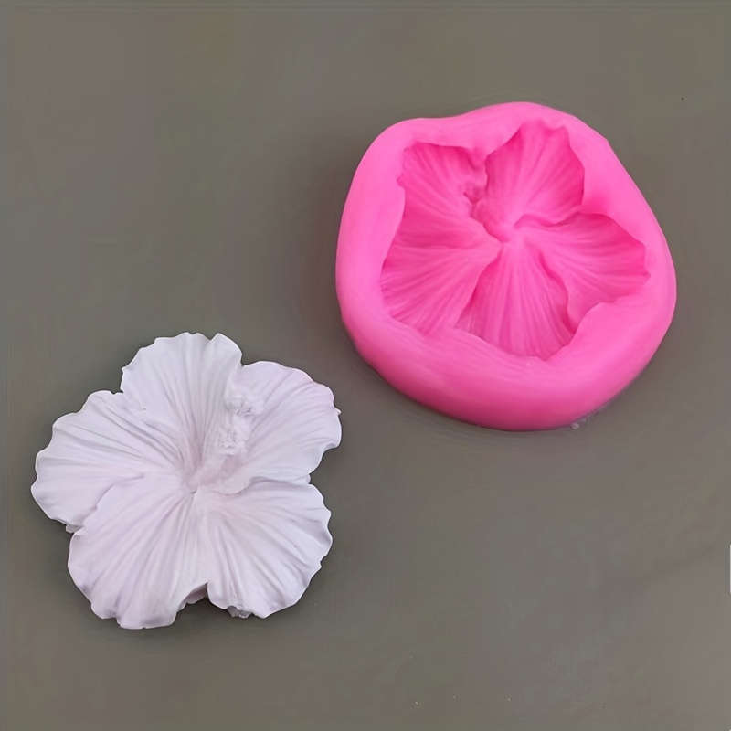 1pc Pink Hibiscus Flower-Shaped Silicone Mold