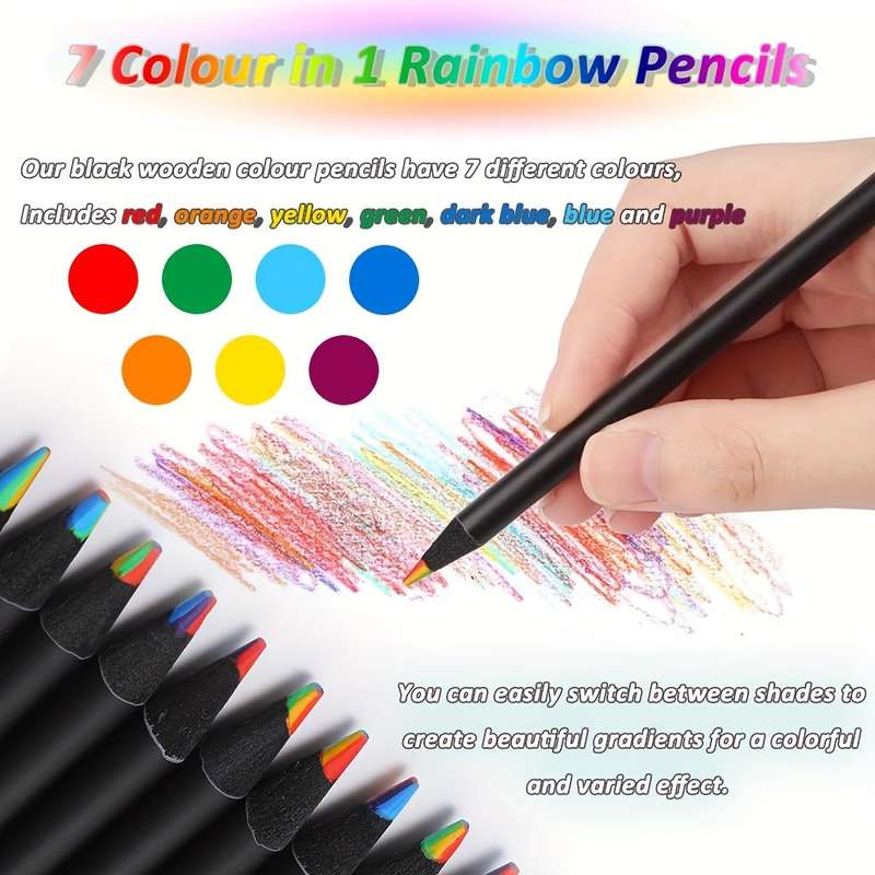 Brutfuner 5pcs 7 Colors Rainbow Colored Pencils Set