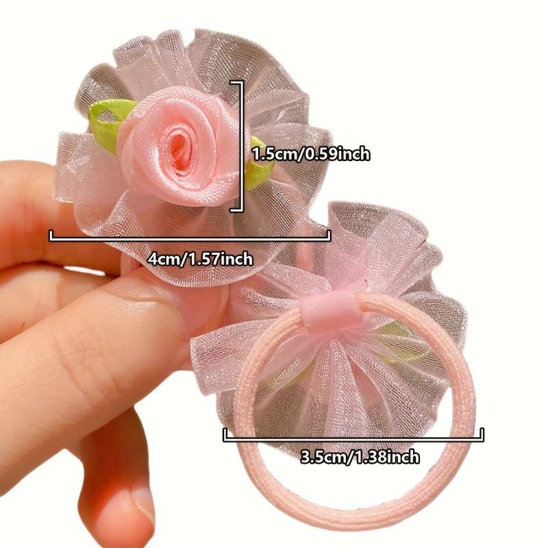10pcs LEMON LOVE Floral Mesh Hair Ties
