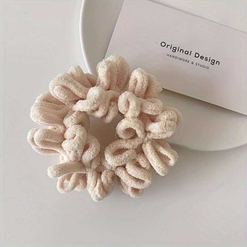 5pcs Soft Plush Ruffle Hair Ties