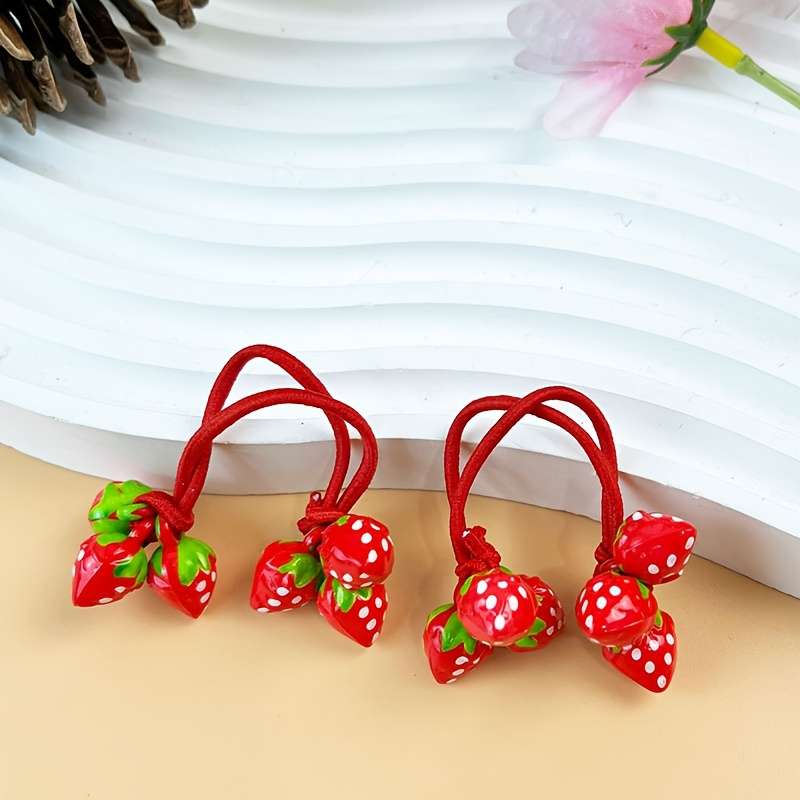 Cute Strawberry Hair Ties for Girls