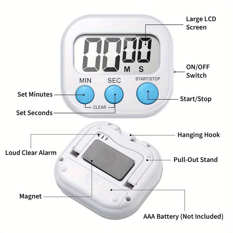 1pcs Digital Kitchen Timer Magnetic Timers