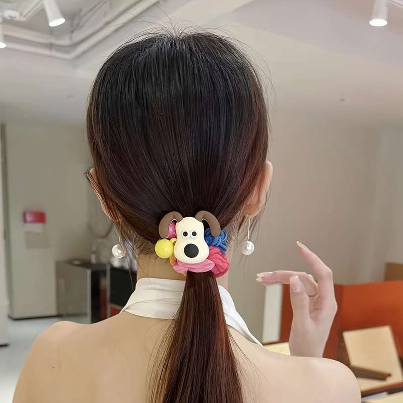 2pcs Cute Dog Animal Elastic Hair Ties