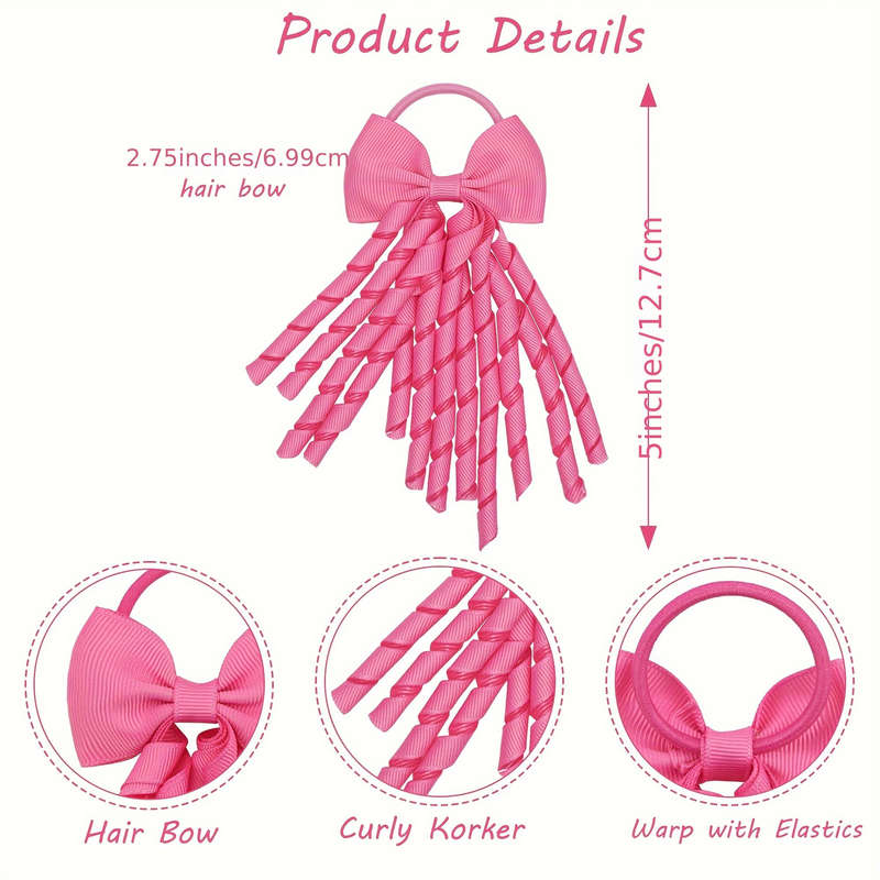 10pcs Elegant Grosgrain Ribbon Bow Hair Ties
