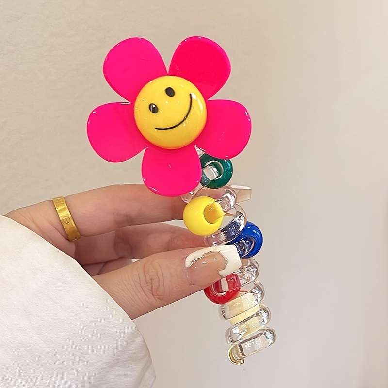 1pc Cute Sunflower Beaded Hair Ties