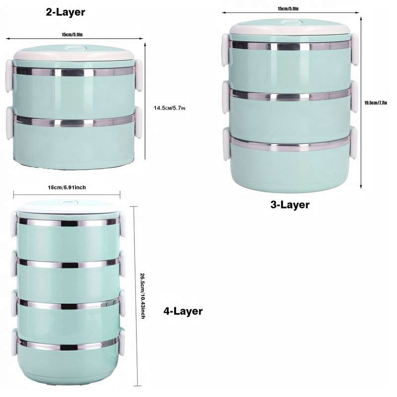 1pc Stackable Stainless Steel Bento Lunch Box with Leak-Proof Silicone Sealing Ring