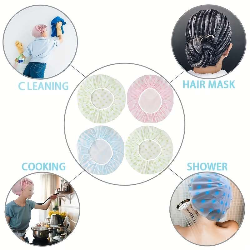 3pcs Adorable Polka Dot Printed Shower Caps
