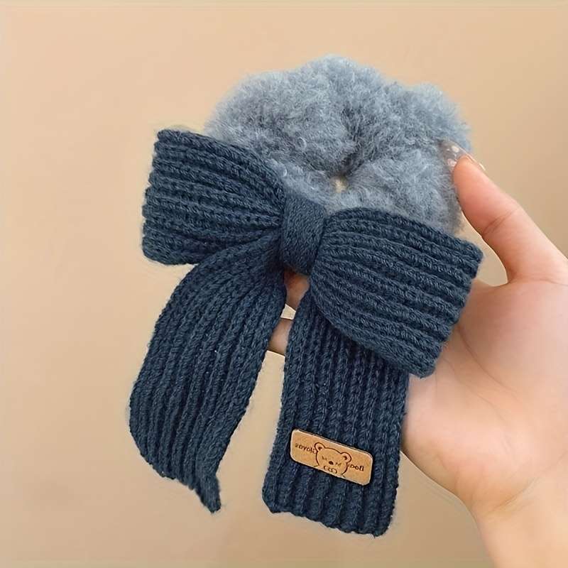 Cozy Knit Bow Hair Tie