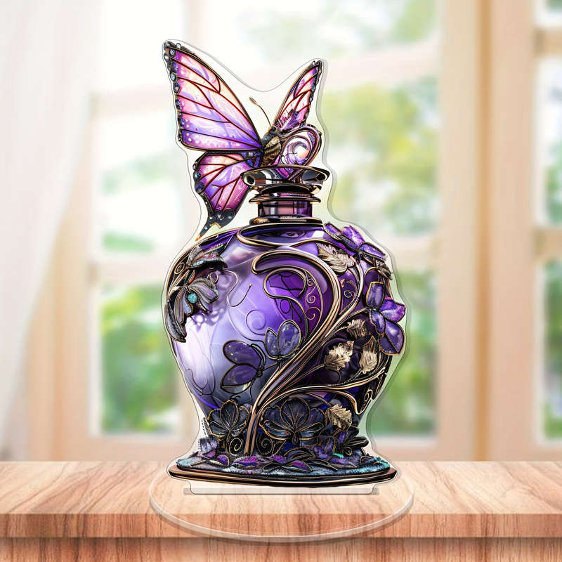 Classic Acrylic Butterfly and Floral Pedestal Vase Tabletop Decor