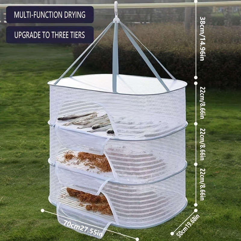 1pc Space-Saving 3-Layer Hanging Mesh Drying Rack