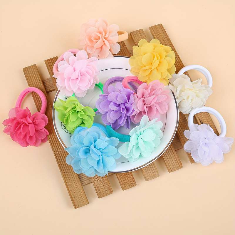 11pcs Chiffon Flower Hair Ties Set