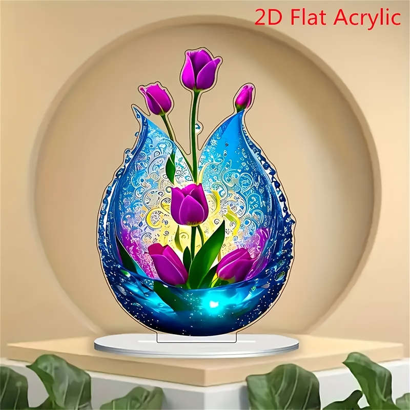 Charming Purple Floral Acrylic Vase