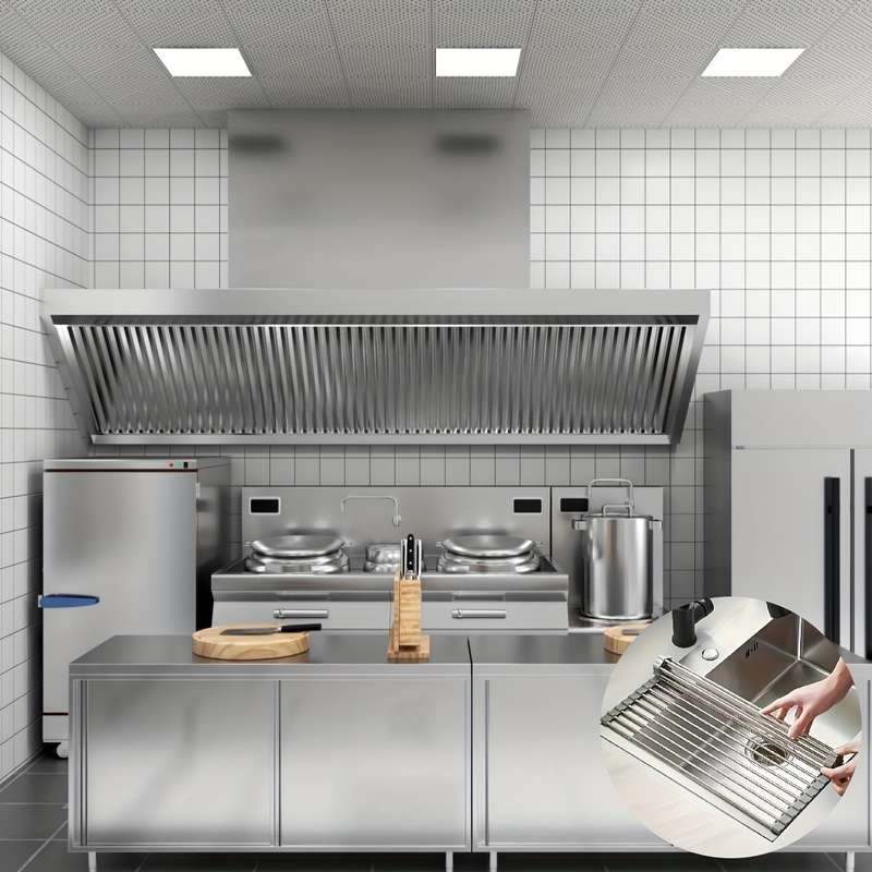 1pc Deluxe Stainless Steel Roll-Up Dish Drying Rack