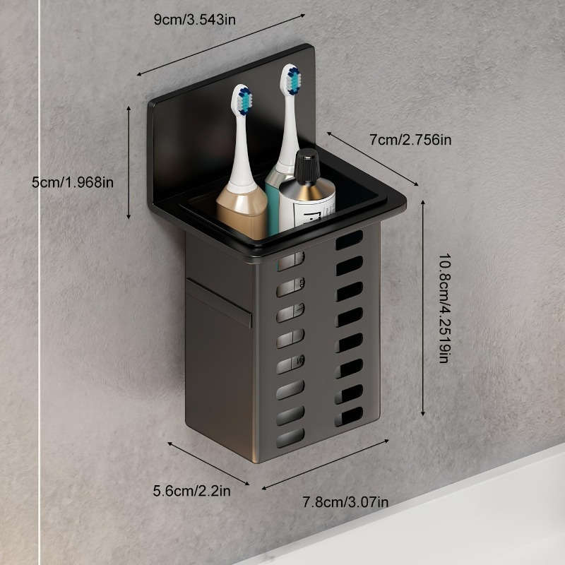 Black Resin Punch-Free Wall-Mounted Storage Cubby Shelf