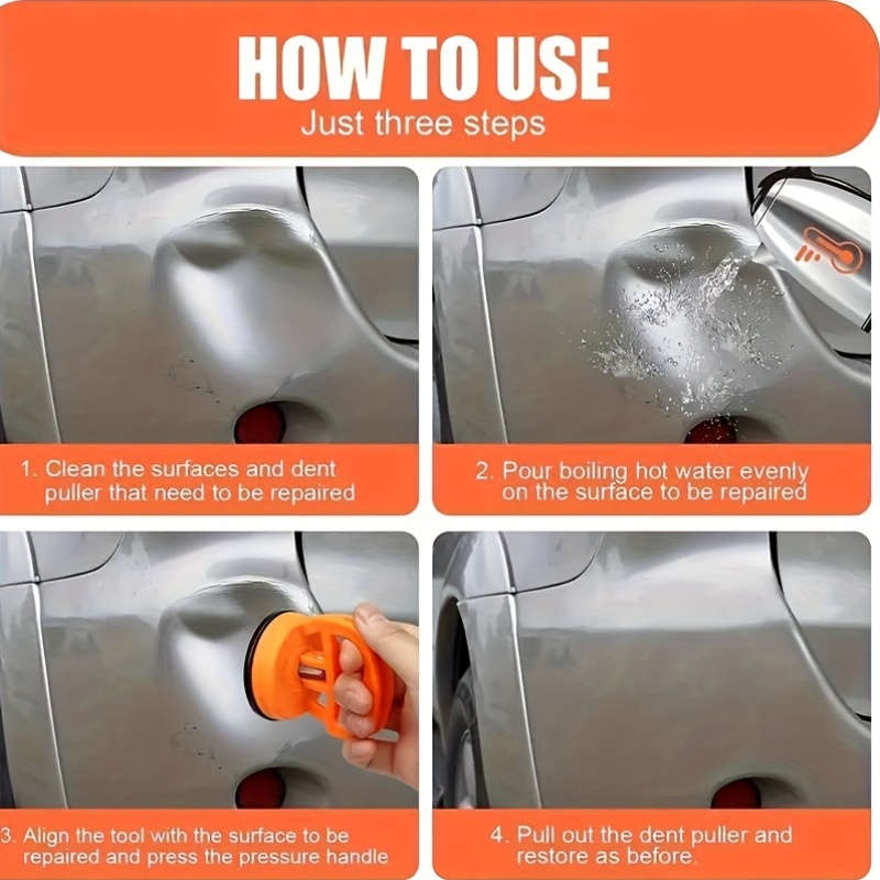 2-Piece Large Car Shape Dent Puller Set - Easy Bump Fixer And Repair Tool With Powerful Suction Cup