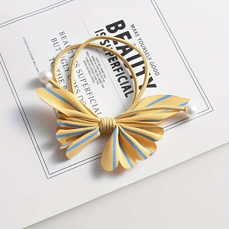 1pc Bowknot And Faux Pearl Hair Ties