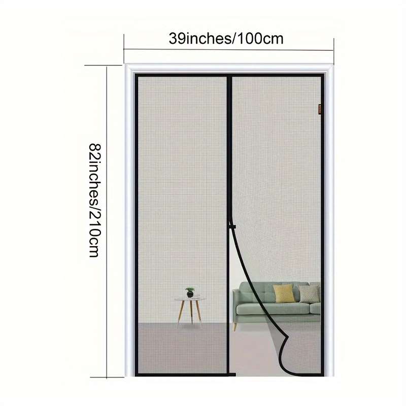 Easy-Install Magnetic Striped Gauze Door Curtain