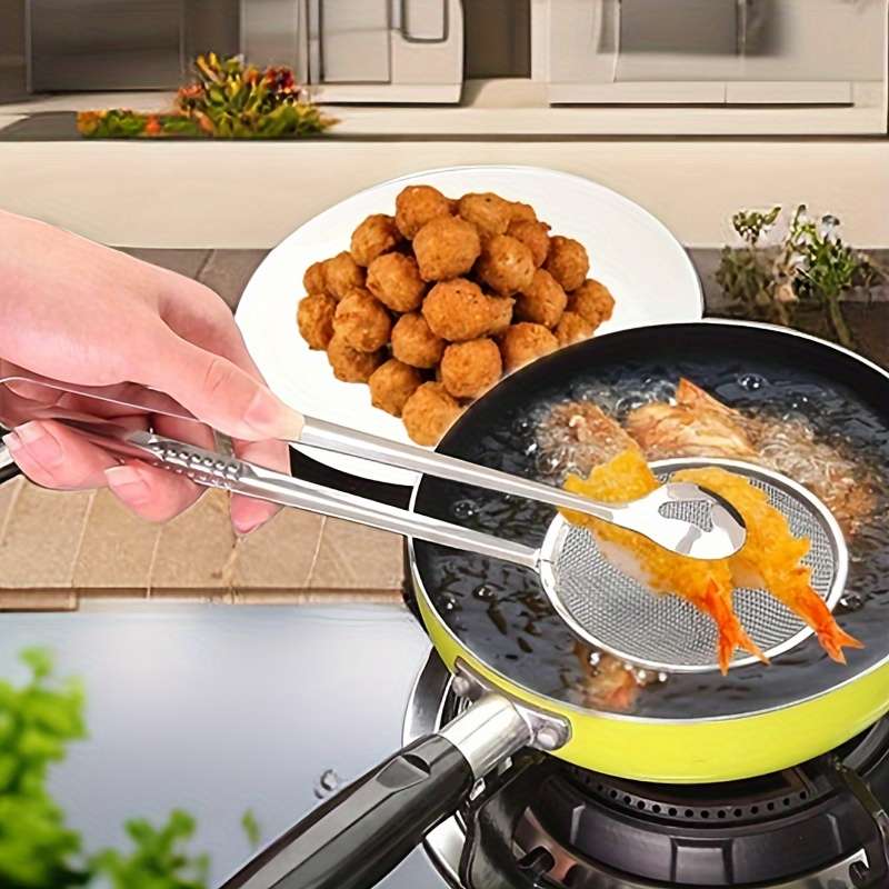1pc Stainless Steel Kitchen Strainer Spoon With Clip
