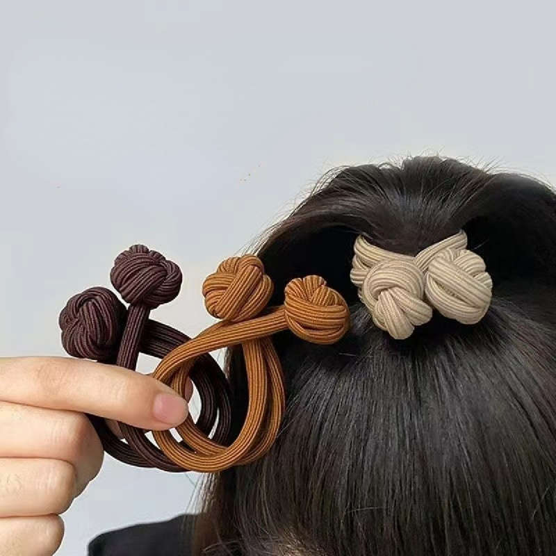 4pcs Solid Color Elastic Knotted Hair