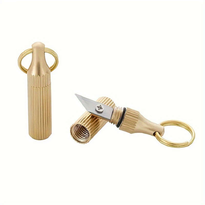 Compact Brass Utility Knife Keychain