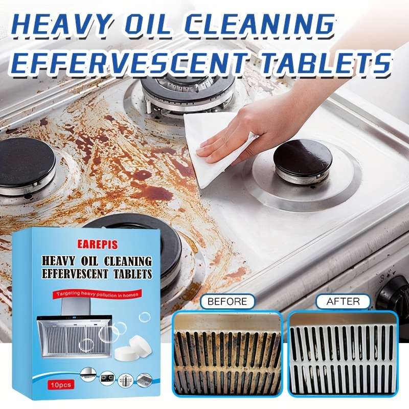 10pcs Heavy Oil Cleaning Effervescent Tablets