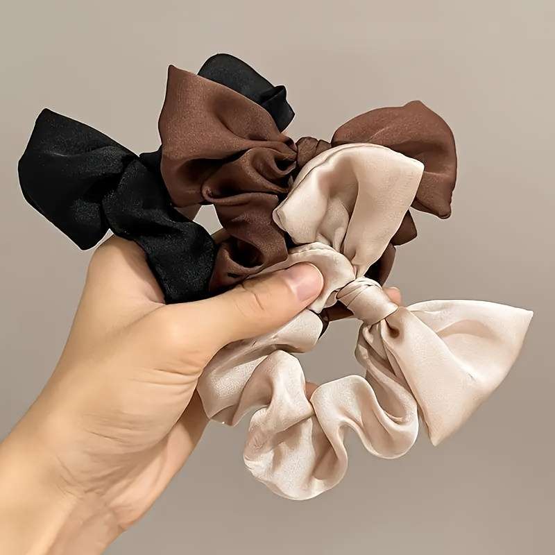 Elegant 3pcs Set Solid Color Bowknot Fabric Hair