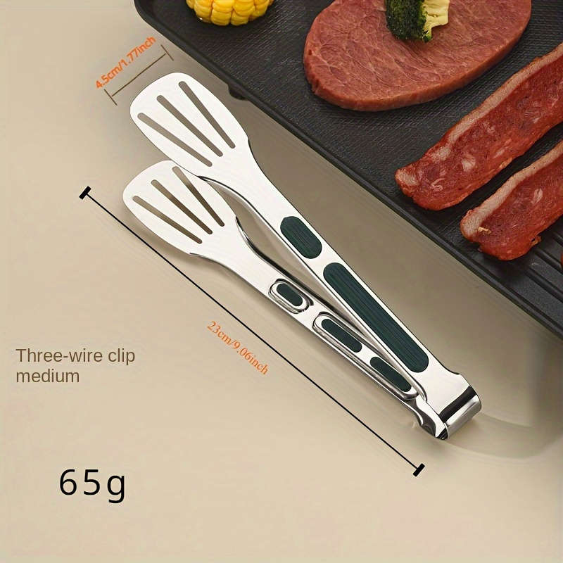 1 Set Stainless Steel Food Tongs with Silicone Handle