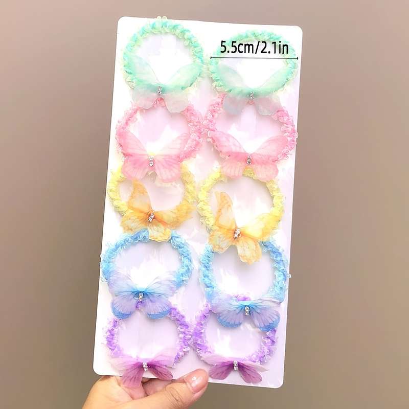 10pcs Cute Butterfly Hair Ties for Girls