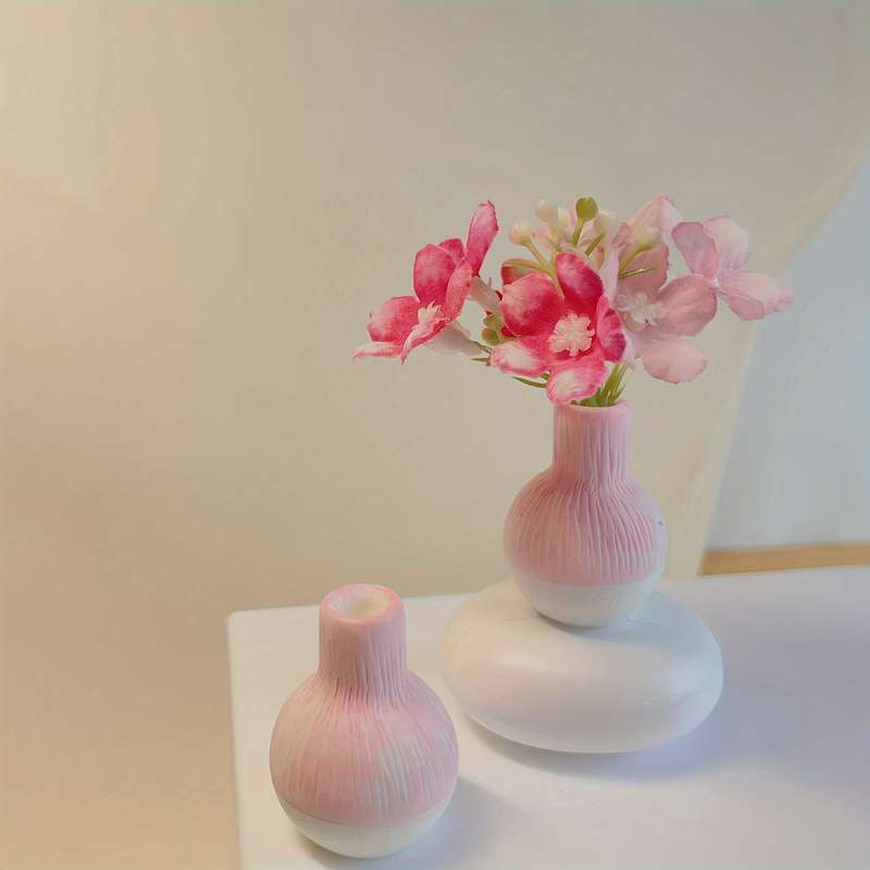 Miniature Artificial Flower Vase Set