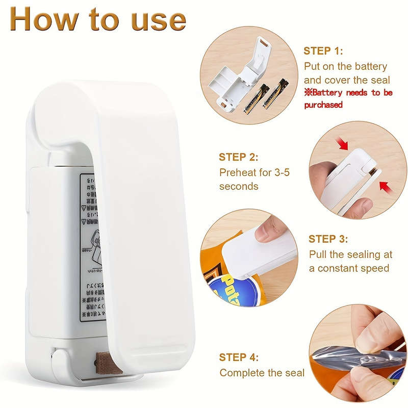 Compact Portable Snack Sealer - USB Rechargeable
