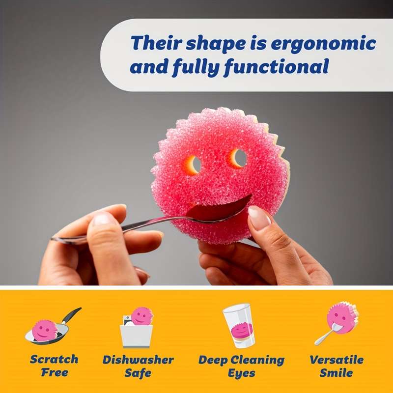 4pcs Smile-Shaped Multi-Purpose Cleaning Sponges - Durable