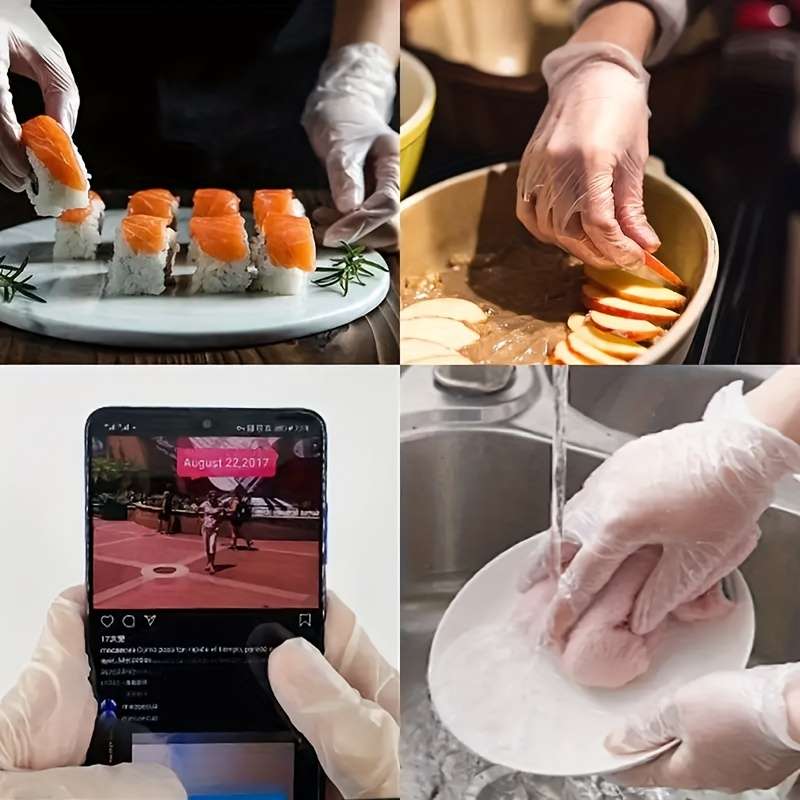 100pcs Catering Food Grade Disposable TPE Gloves