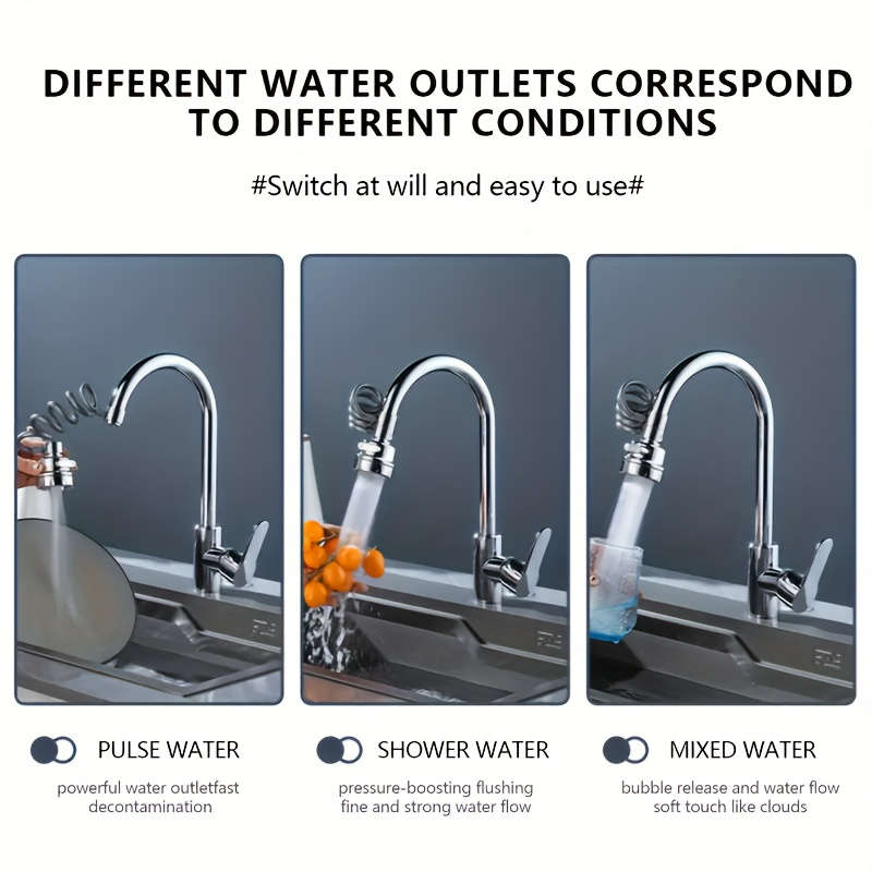 Universal 3-Mode Spray Kitchen Faucet Extender