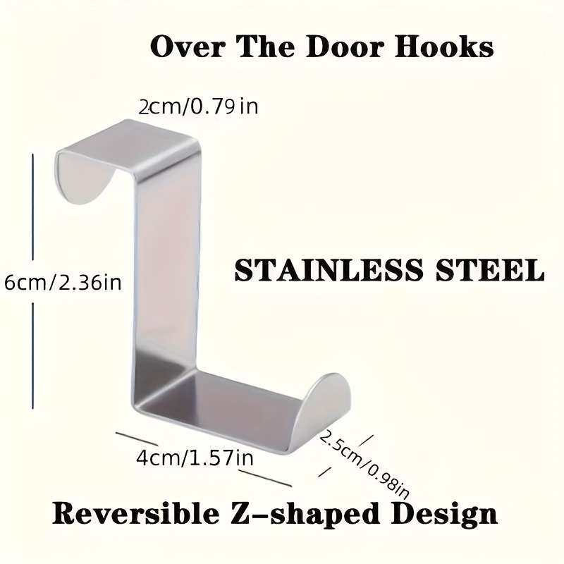 3pcs Stainless Steel Over-The-Door Hooks