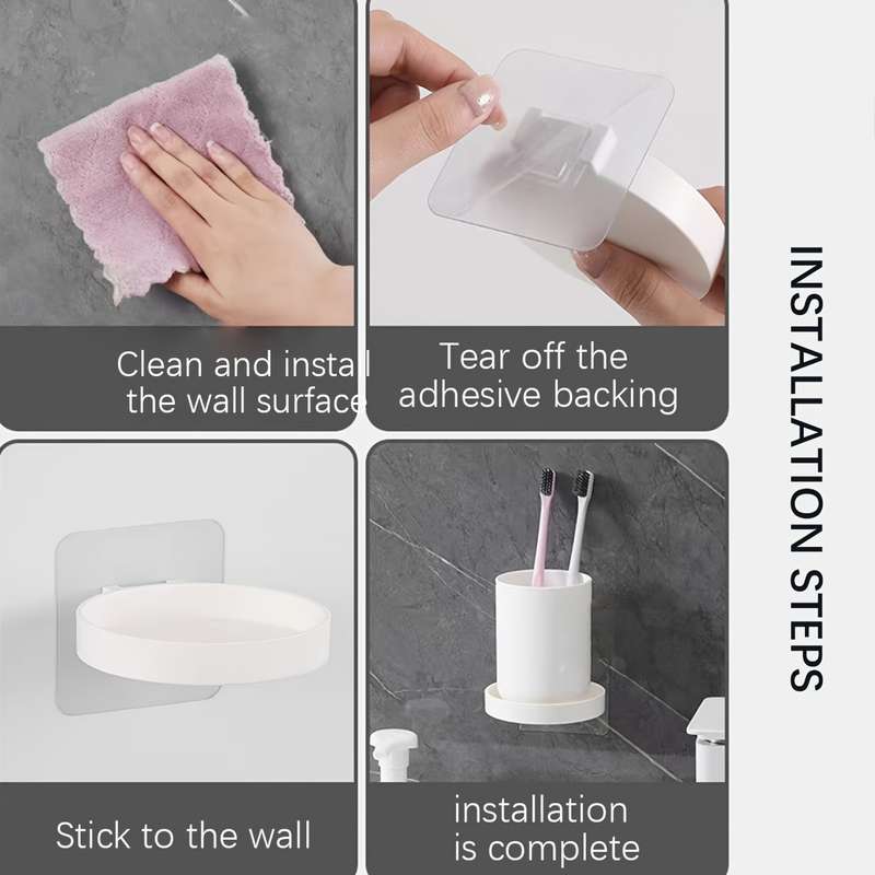 1pc  Adhesive Wall-Mounted Round Storage Shelf