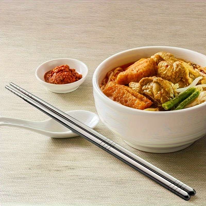 5 Pairs Stainless Steel Chopsticks