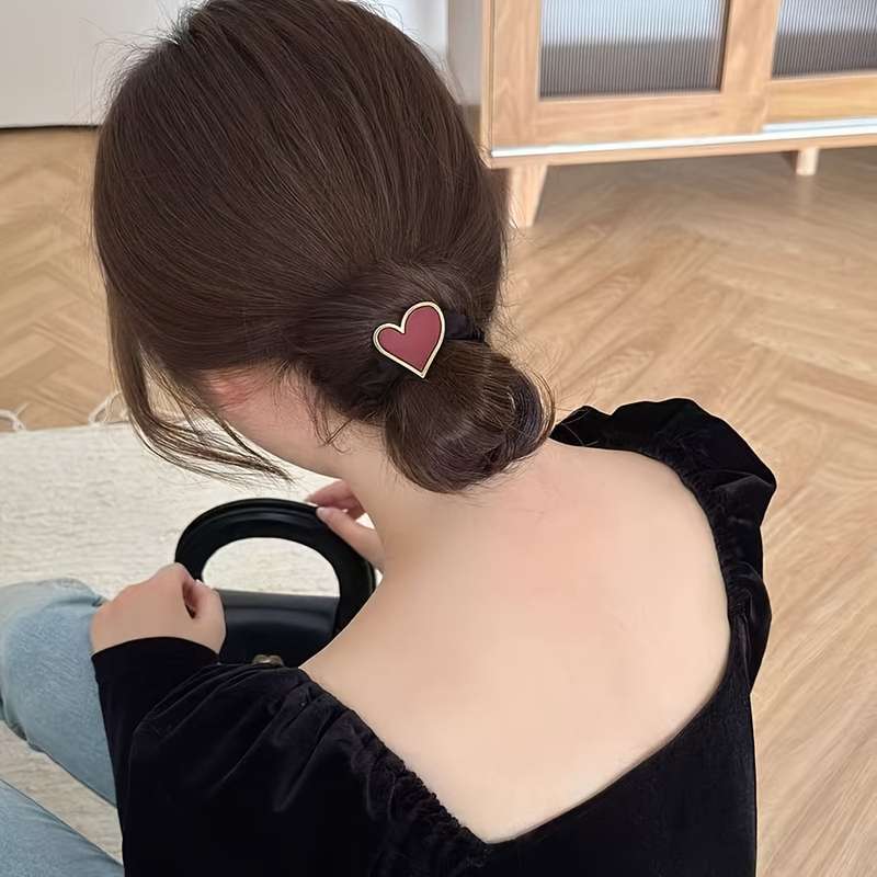 Elastic Hair Bands with Heart Charms