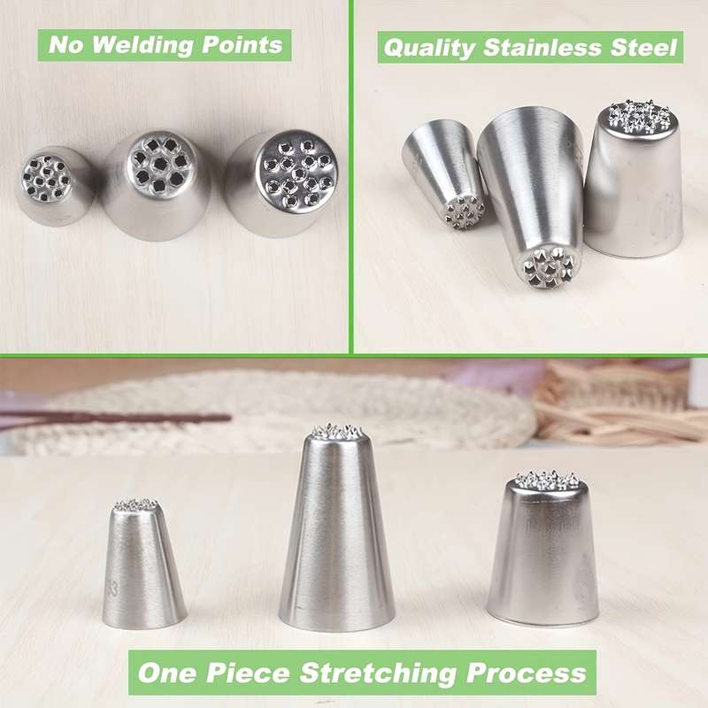 3pcs Stainless Steel Grass Icing Nozzles Set