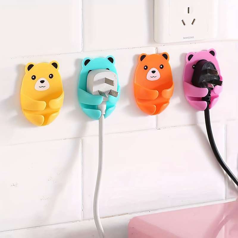 Cartoon Bear Wall-Mounted Power Strip Holder