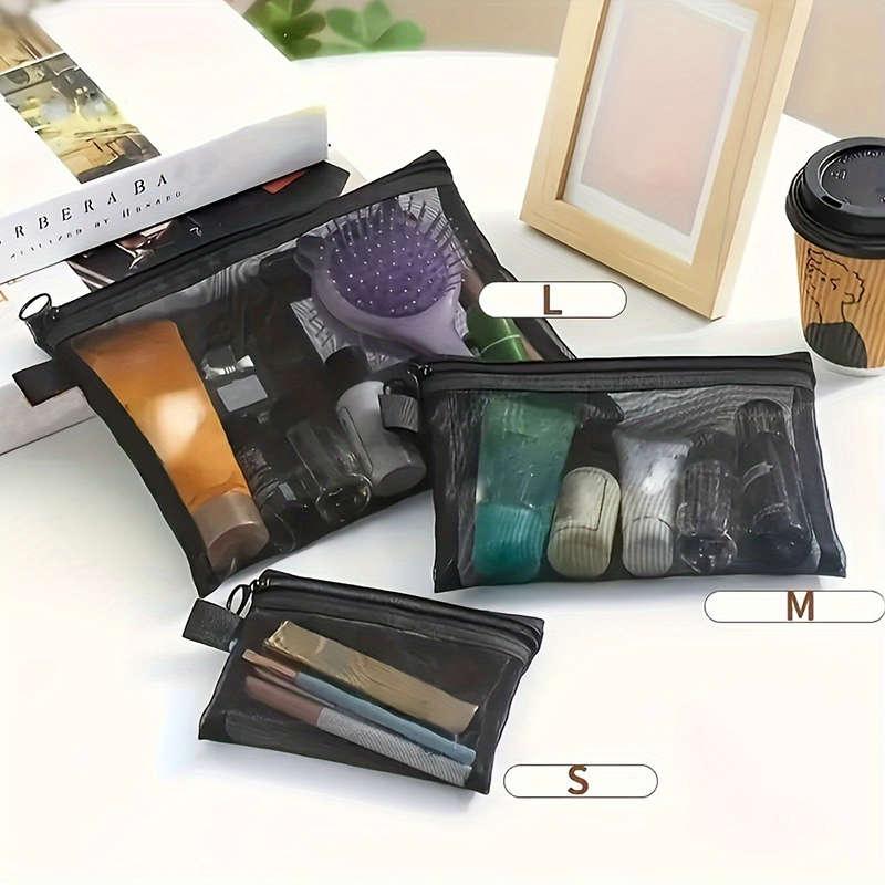Lightweight Mesh Travel Toiletry Bag Set