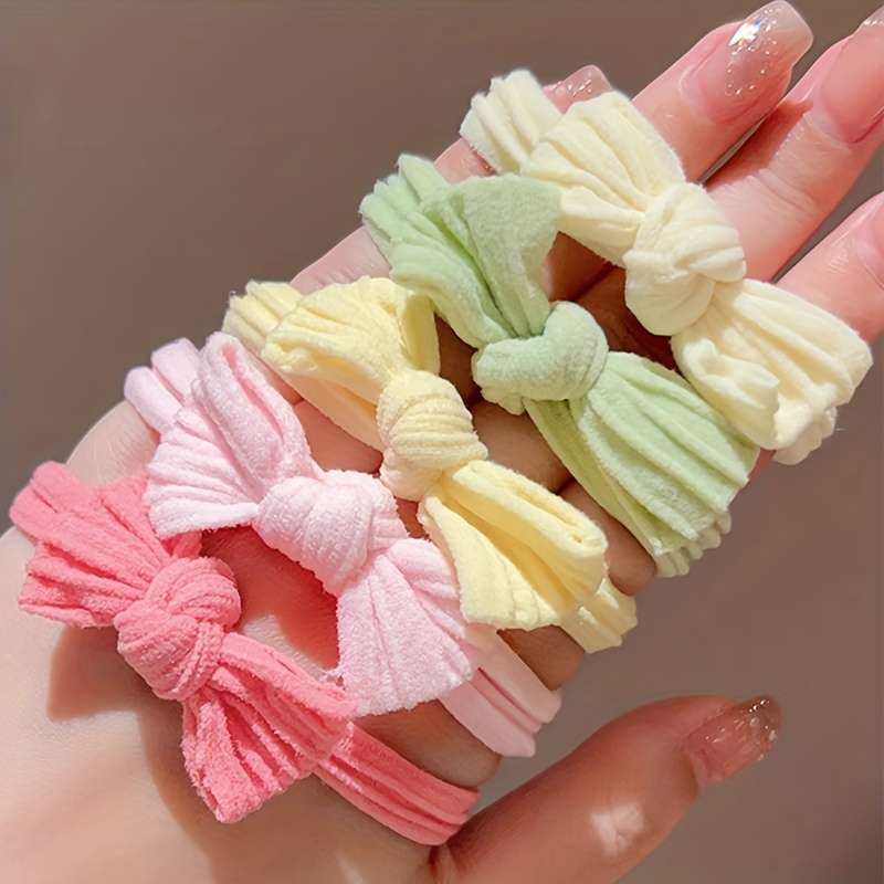 5pcs Pastel Bowknot Hair Ties
