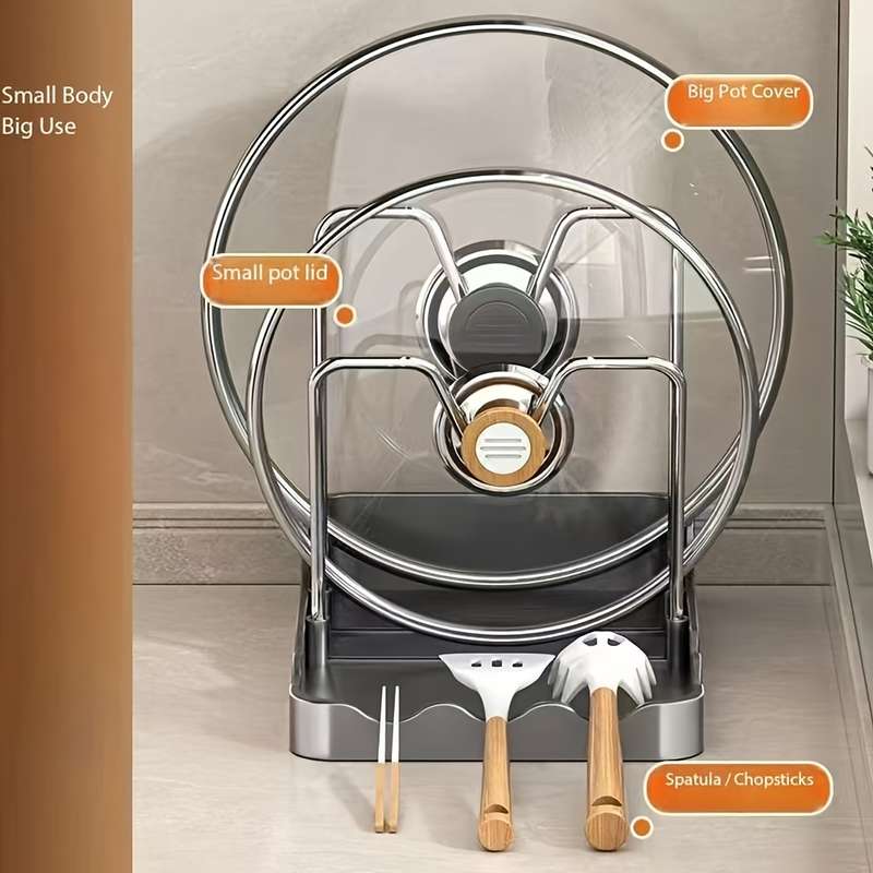 1pc Luxury Kitchen Pot Lid Holder with Drainboard