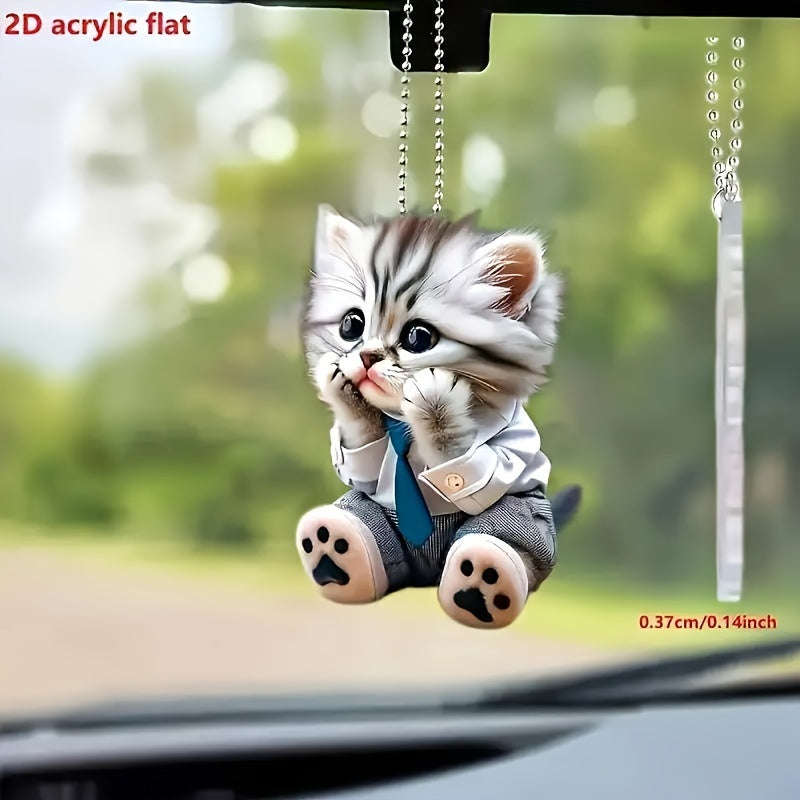 Charming Acrylic Cat Car Charm And Keychain