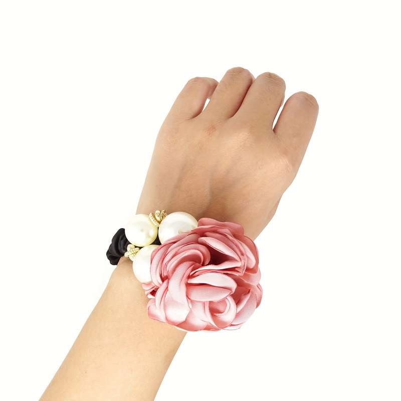 Korean Faux Pearl Fabric Rose Flower Hair