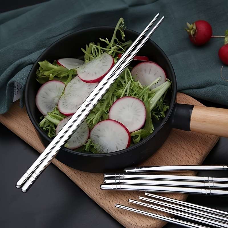 5 Pairs Stainless Steel Chopsticks