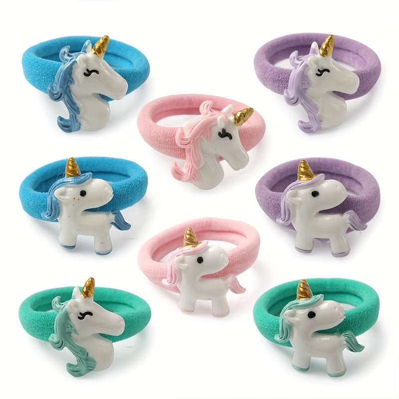 8pcs Cute Unicorn Hair Ties Set