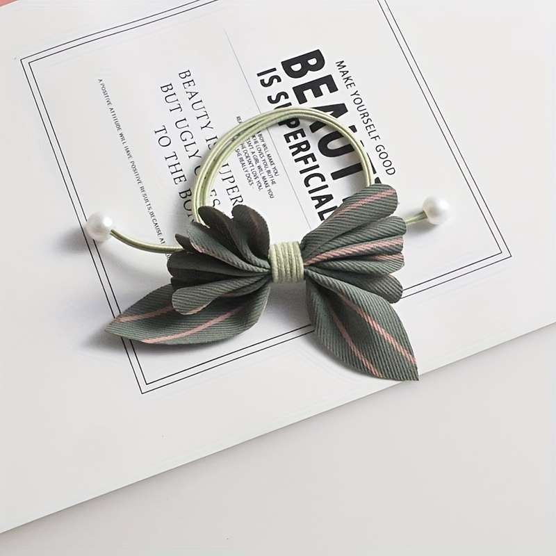 1pc Bowknot And Faux Pearl Hair Ties