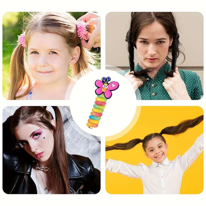 Butterfly Braided Telephone Wire Hair Ties For Teen Girls