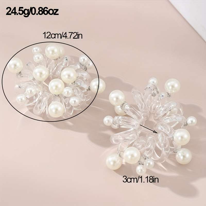 2pcs Elegant Faux Pearl Spiral Hair Ties